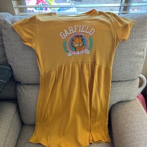 Sz 10/12 Girls Garfield Mustard Yellow Sun Dress